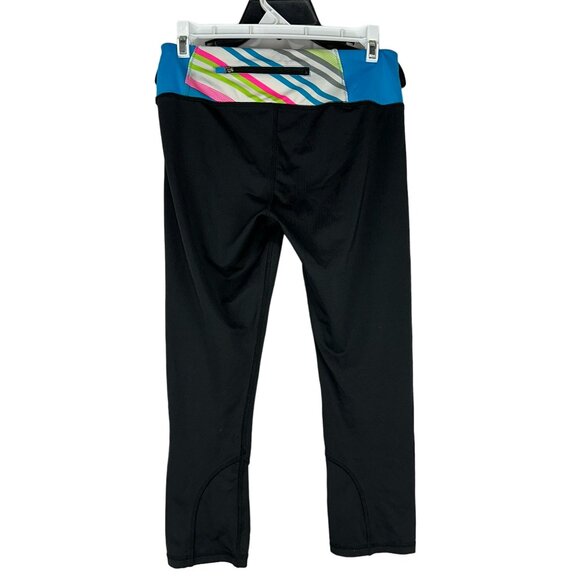 High Energie Junior Leggings Size M Black Multicolor Waistband - Picture 2 of 6